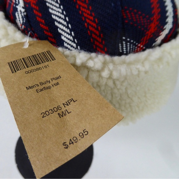 Duluth Trading Company Burly Cotton Plaid Earflap Trapper Hat Sherpa Fleece NWT - Picture 6 of 11